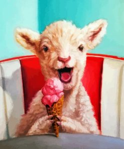 Lamb Enjoying Ice Cream Paint By Numbers