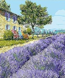 Beautiful Lavender Landscape Paint By Numbers