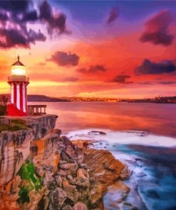 Lighthouse Seascape Sunset Paint By Numbers