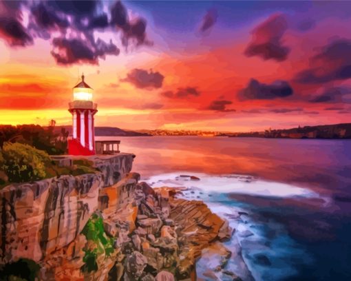 Lighthouse-At-Sunset-paint-by-numbers