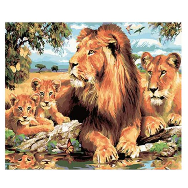 Family Lion Portrait Paint By Numbers