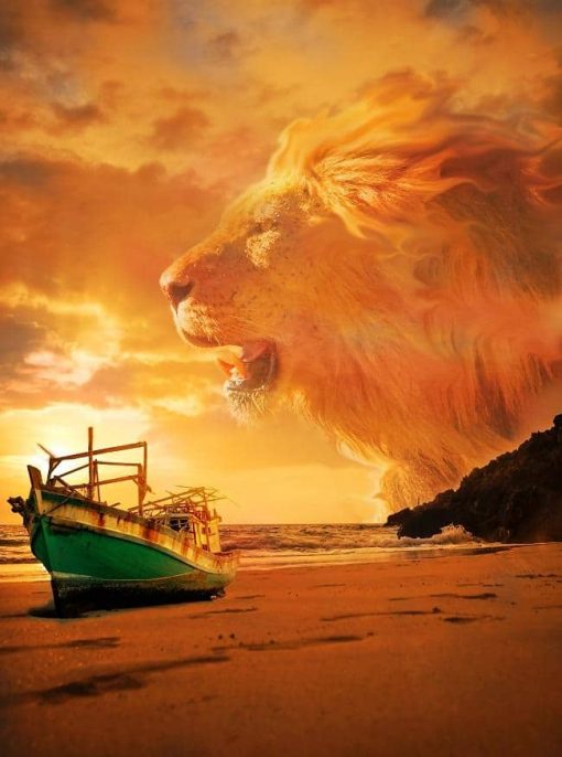 Lion-in-Beach-Sky-paint-by-numbers