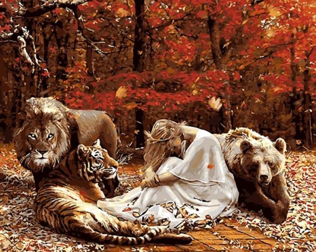 Lion and Girl Animal Art Paint By Numbers