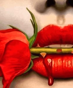 Lips and Red Flowers Paint By Numbers