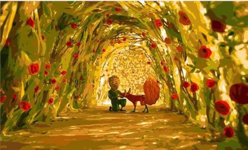 Little-Boy-And-Fox-in-Garden-paint-by-numbers