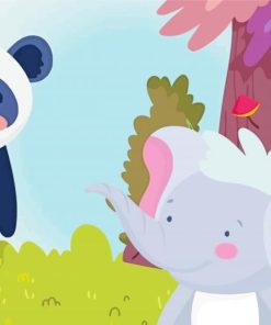 Elephant and Panda Animal Paint By Numbers