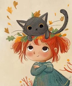 Little Girl with Kitten Paint By Numbers