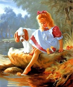 Little Girl with Dog Paint By Numbers