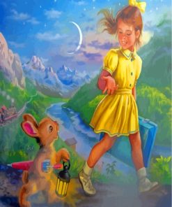 Girl and Rabbit Animals Paint By Numbers