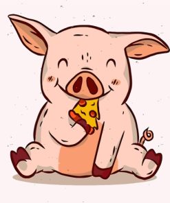 Pizza Loving Pig Paint By Numbers