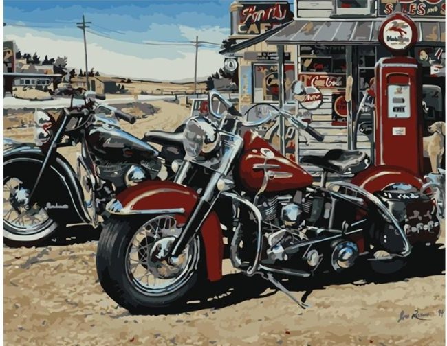 Harley Davidson Vintage Motorcycle Paint By Numbers