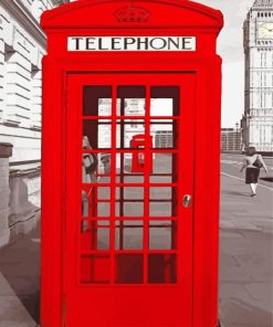 Red London Telephone Box Paint By Numbers