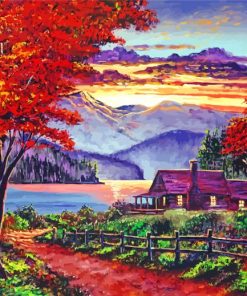 Lonely Lake Cabin Paint By Numbers