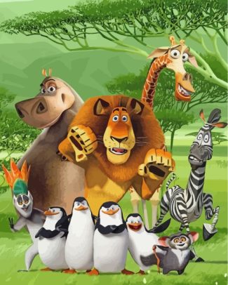 Madagascar Movie Characters Paint By Numbers