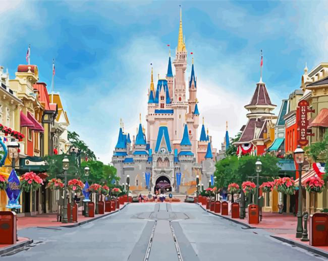 Finalizing artwork of Main Street U.S.A. Disney Paint By Numbers