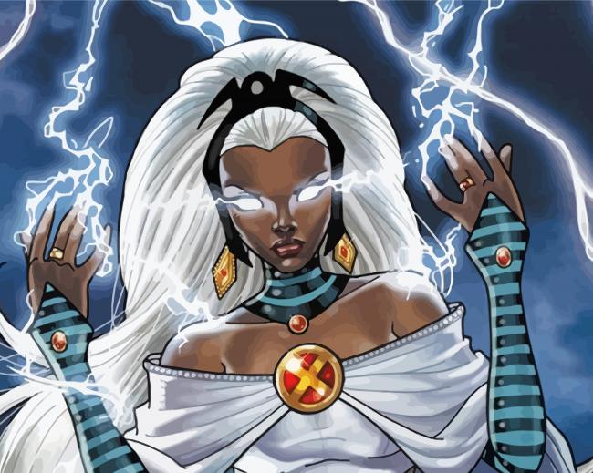 Finalizing Storm Marvel Comics Paint By Numbers artwork