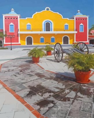 Mexican Hacienda Building Paint By Numbers