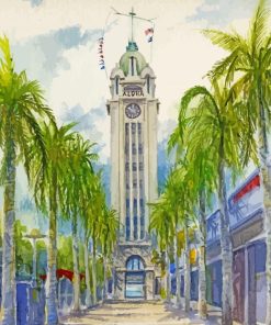 Miami Aloha Tower Skyline Paint By Numbers