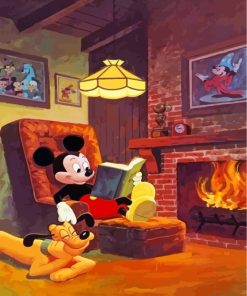 Mickey Mouse and Pluto Cartoon Paint By Numbers