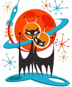 Mid Century Feline Art Paint By Numbers