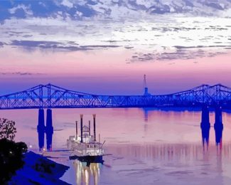 Mississippi Natchez Bridge Scenic Paint By Numbers