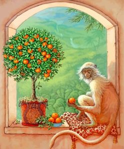 Monkey and Orange Tree Paint By Numbers