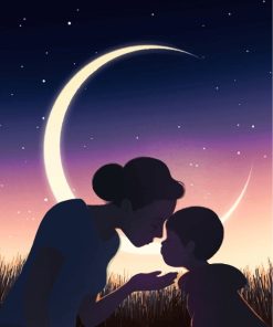 Mother and Son Under the Moon Paint By Numbers