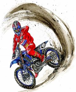 Blue Motorcycle Racing Paint By Numbers