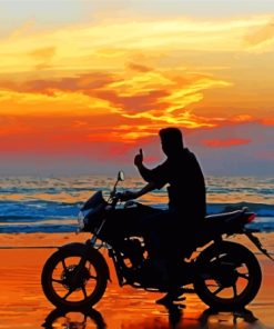 Motorcycle Seaside Sunset Paint By Numbers