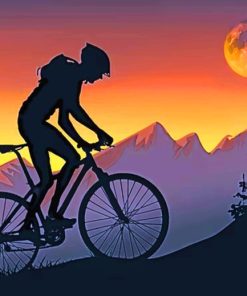Mountain Biker Sunset Paint By Numbers