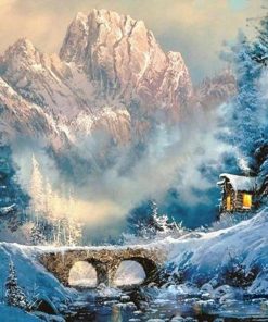 Snowy Mountain Landscape Paint By Numbers