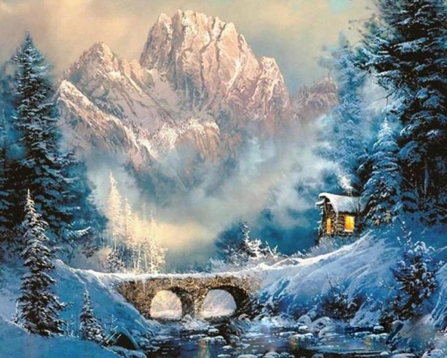 Snowy Mountain Landscape Paint By Numbers