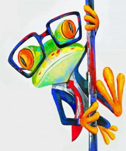 Colorful Mr Frog in Glasses Paint By Numbers