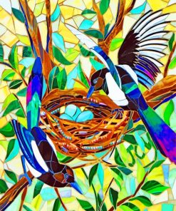 Mosaic Magpie Bird Paint By Numbers