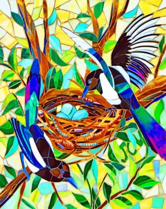 Mosaic Magpie Bird Paint By Numbers