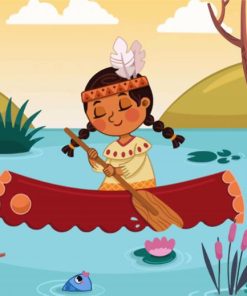 Native Girl Sport Rowing Paint By Numbers