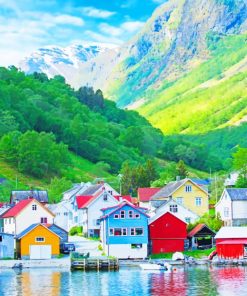 Colorful Norway Houses Paint By Numbers