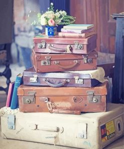 Old Books Travel Suitcases Paint By Numbers