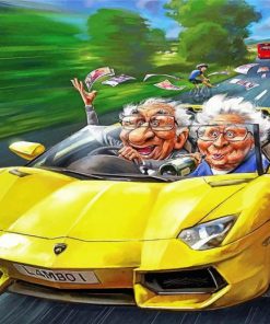 Old Couple in Yellow Car Paint By Numbers