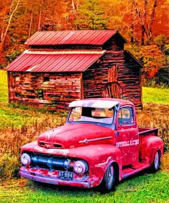 Red Pickup Truck Paint By Numbers