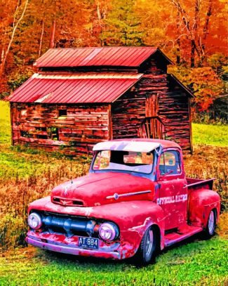 Red Pickup Truck Paint By Numbers