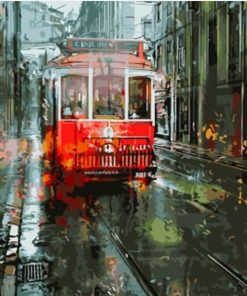 London Tram and Red Bus Paint By Numbers