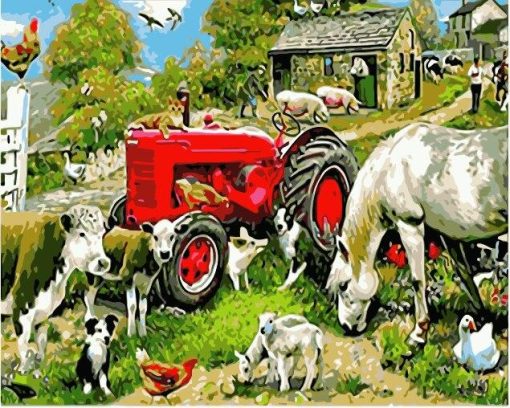 Painting-By-Numbers-DIY-Dropshipping-40x50-50x65cm-Farm-animals-and-cars-Animal-Canvas-Wedding-Decoration-Art-1