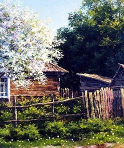 Log Cabin Landscape Paint By Numbers