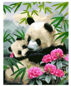 Adorable Panda Flowers Paint By Numbers