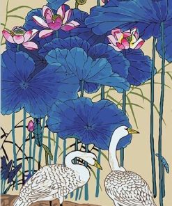 Lotus and Birds Paint By Numbers