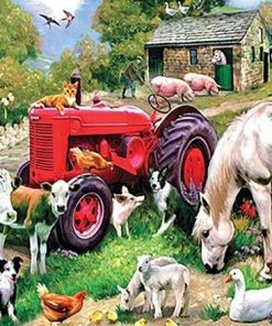 Chickens and Cows on the Farm Paint By Numbers