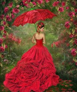 Woman in Rose Dress Paint By Numbers
