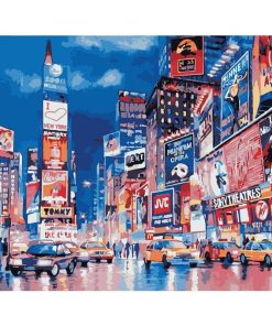 Rainy Times Square Cityscape Paint By Numbers