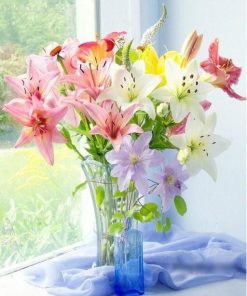 Colorful Flowers Vase Paint By Numbers